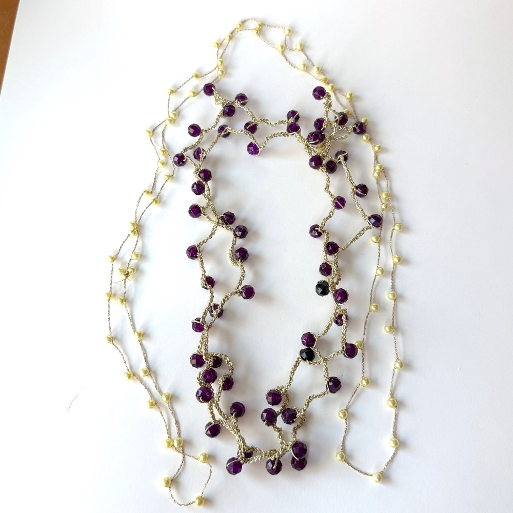 Crochet Bead Necklaces Set of 2 Handmade Jewelry